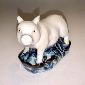 Vintage Adorable Chinese White Glaze Ceramic Pig Figurine 4” Length